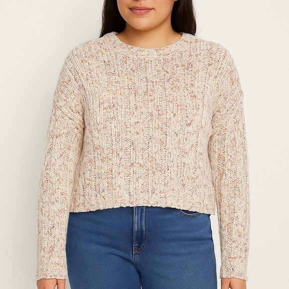 Arizona Jean Company Sweaters - 🤍Womens White Multi-Color Arizona Cropped Sweater